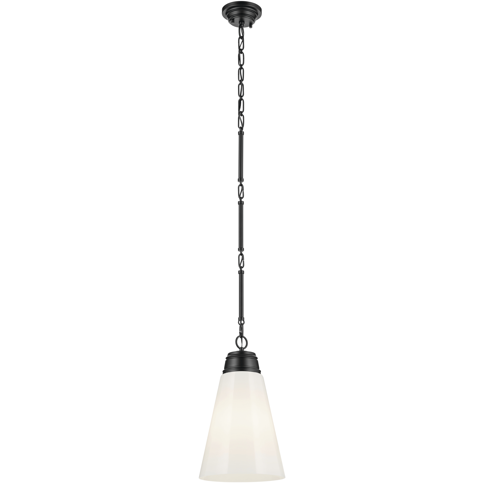 Marsailli 1 Light Black Pendant Ceiling Light in Opal, Medium
