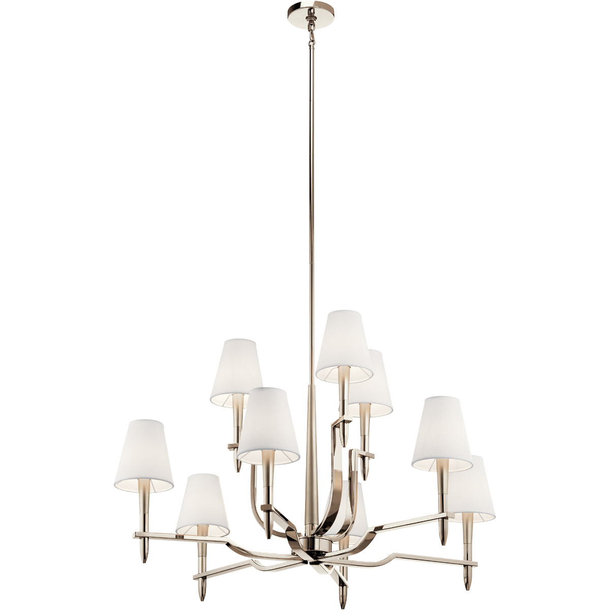Kinsey 9 Light 39 inch Polished Nickel Chandelier 2 Tier Large Ceiling Light, 2 Tier