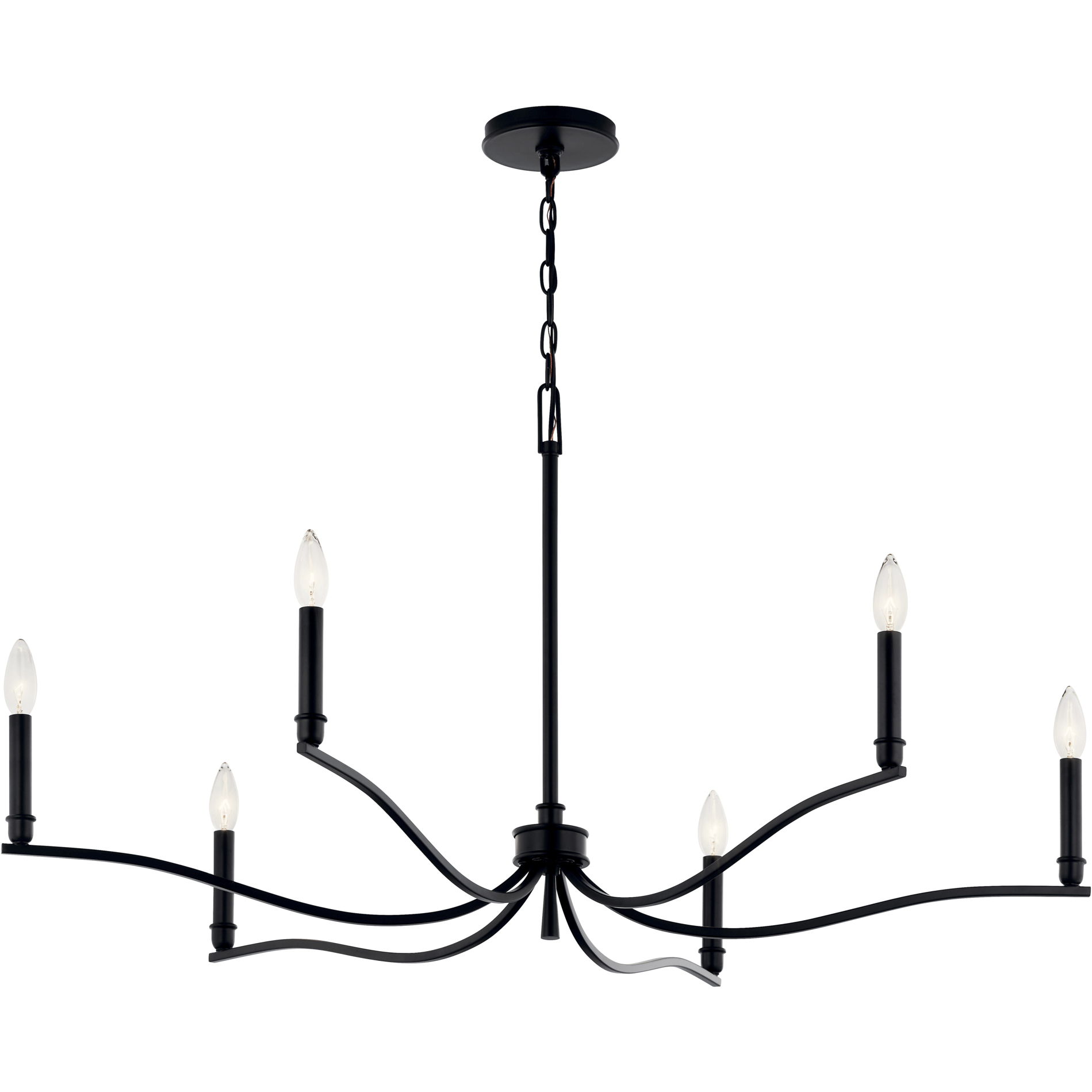 Malene 6 Light Black Chandelier Ceiling Light, 1 Tier Medium