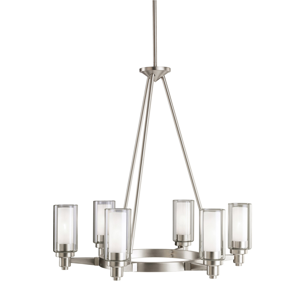 Circolo 6 Light 26 inch Brushed Nickel Chandelier 1 Tier Medium Ceiling Light, 1 Tier Medium