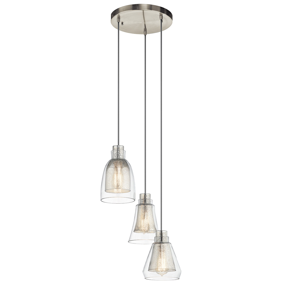 Brushed nickel 3 pendant light sale