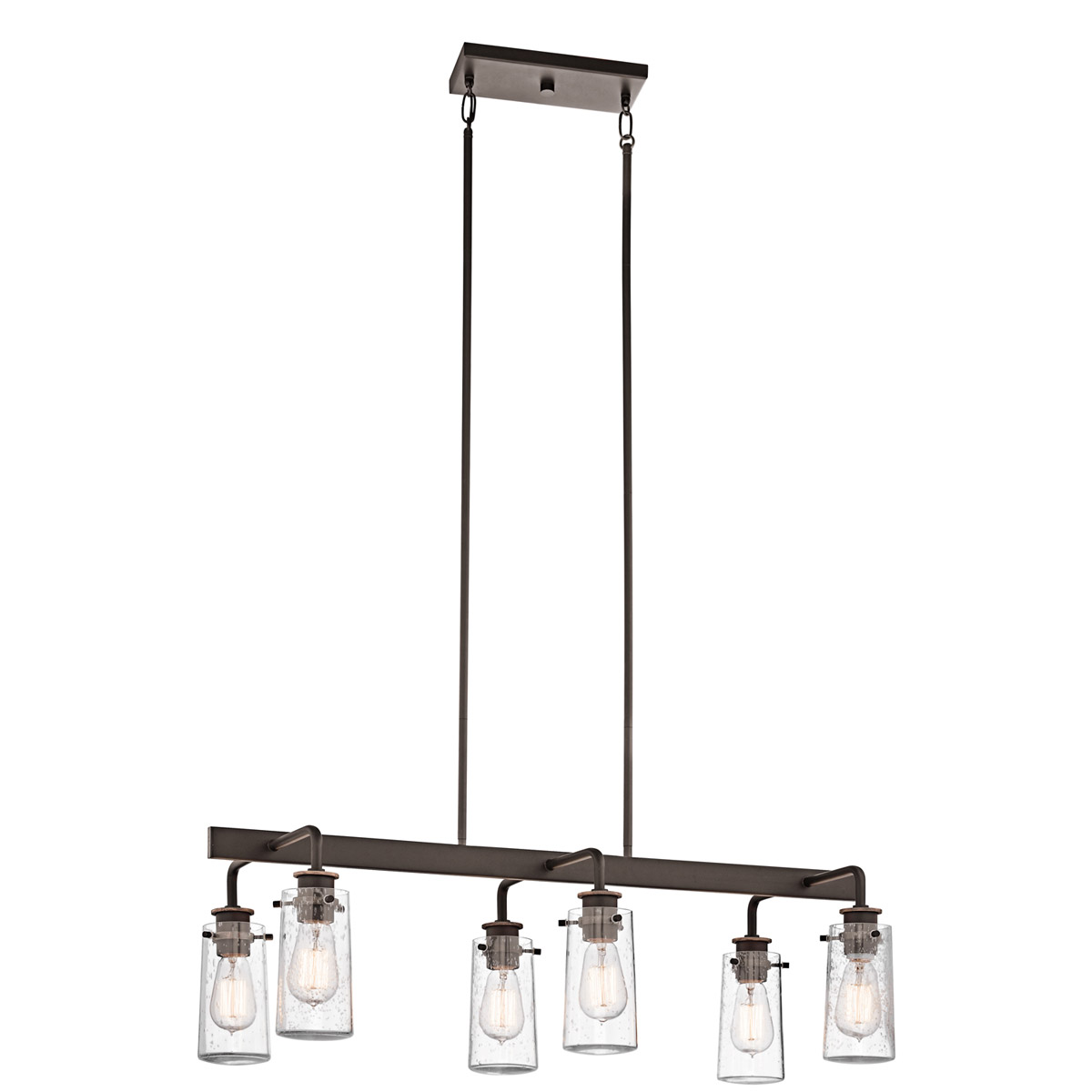 Kichler 43059OZ Braelyn 6 Light 15 inch Olde Bronze Chandelier Linear Double Ceiling Light