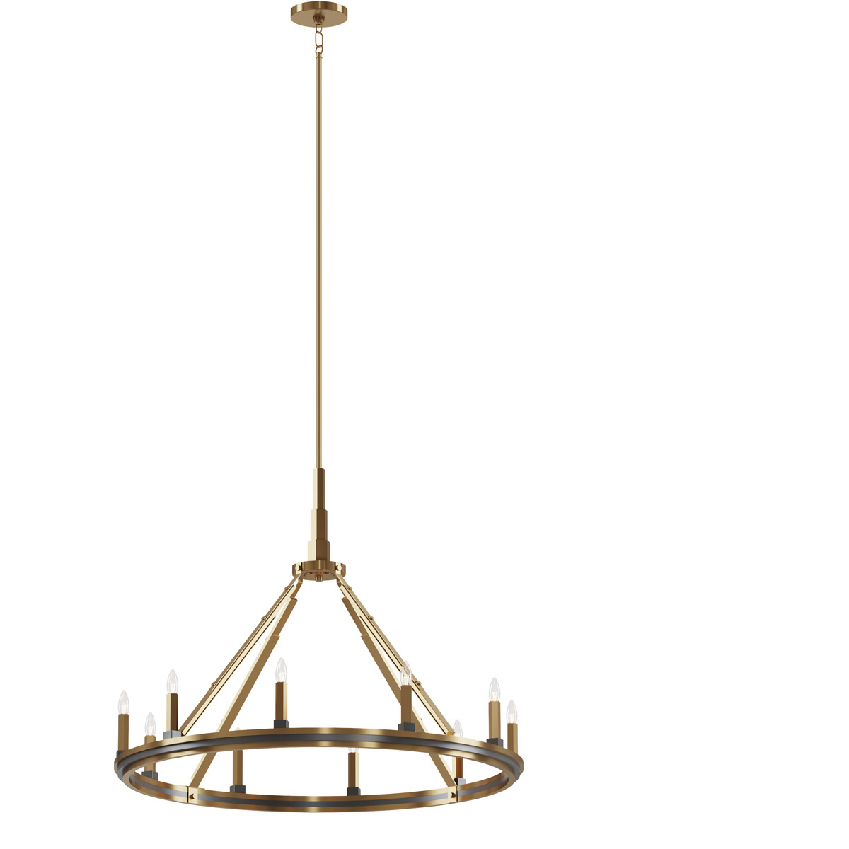 Emmala 10 Light 34 inch Brushed Natural Brass Chandelier Ceiling Light in Brushed Brass, 1 Tier Large
