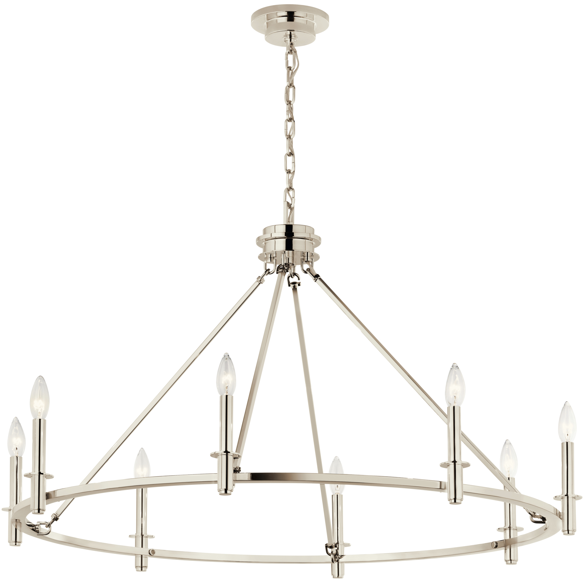 Carrick 8 Light Polished Nickel Chandelier Ceiling Light, 1 Tier Medium