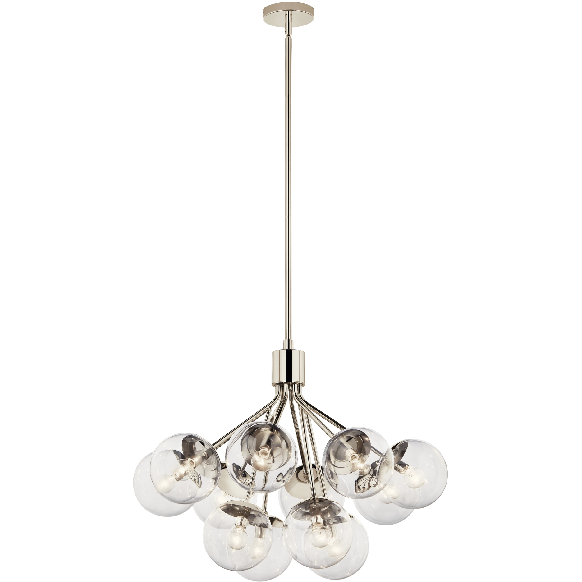 Silvarious 12 Light Polished Nickel Chandelier/Semi Flush Ceiling Light in Clear