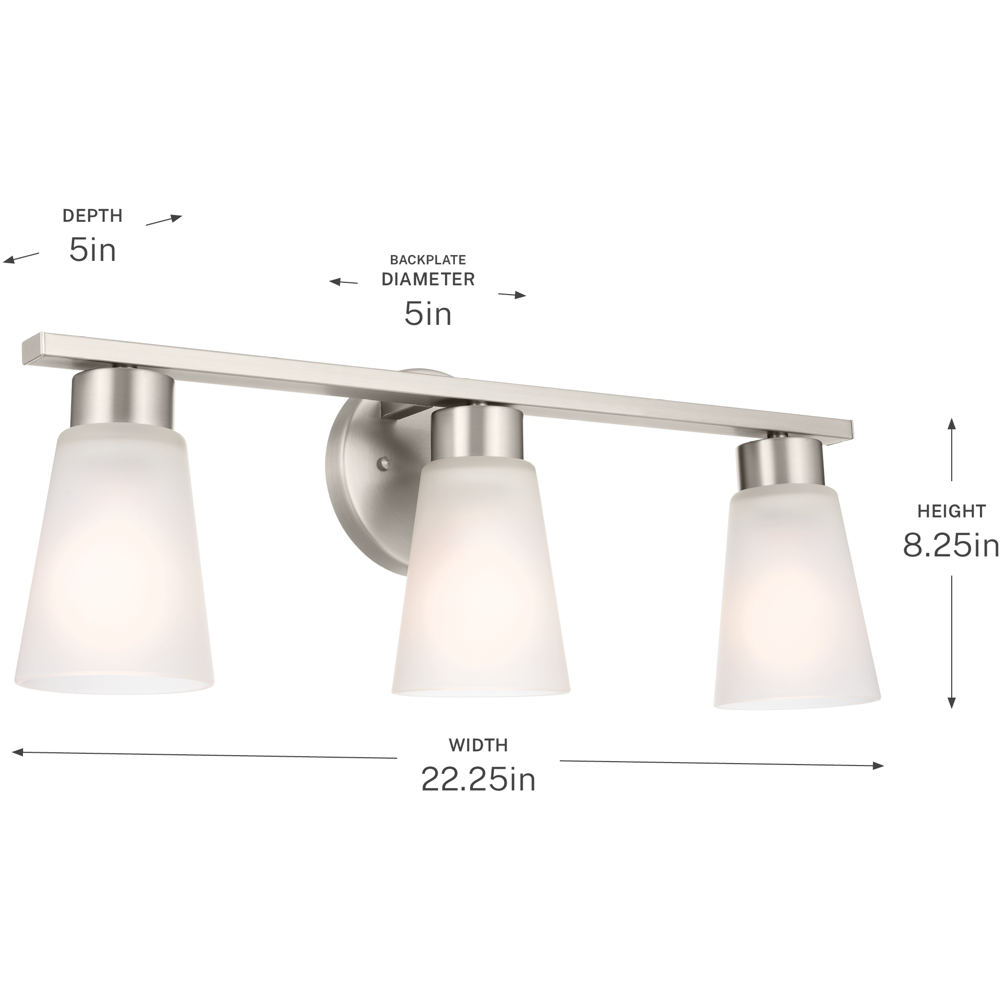Stamos 3 Light 22 inch Brushed Nickel Bath Vanity Light Wall Light, 3 Arm