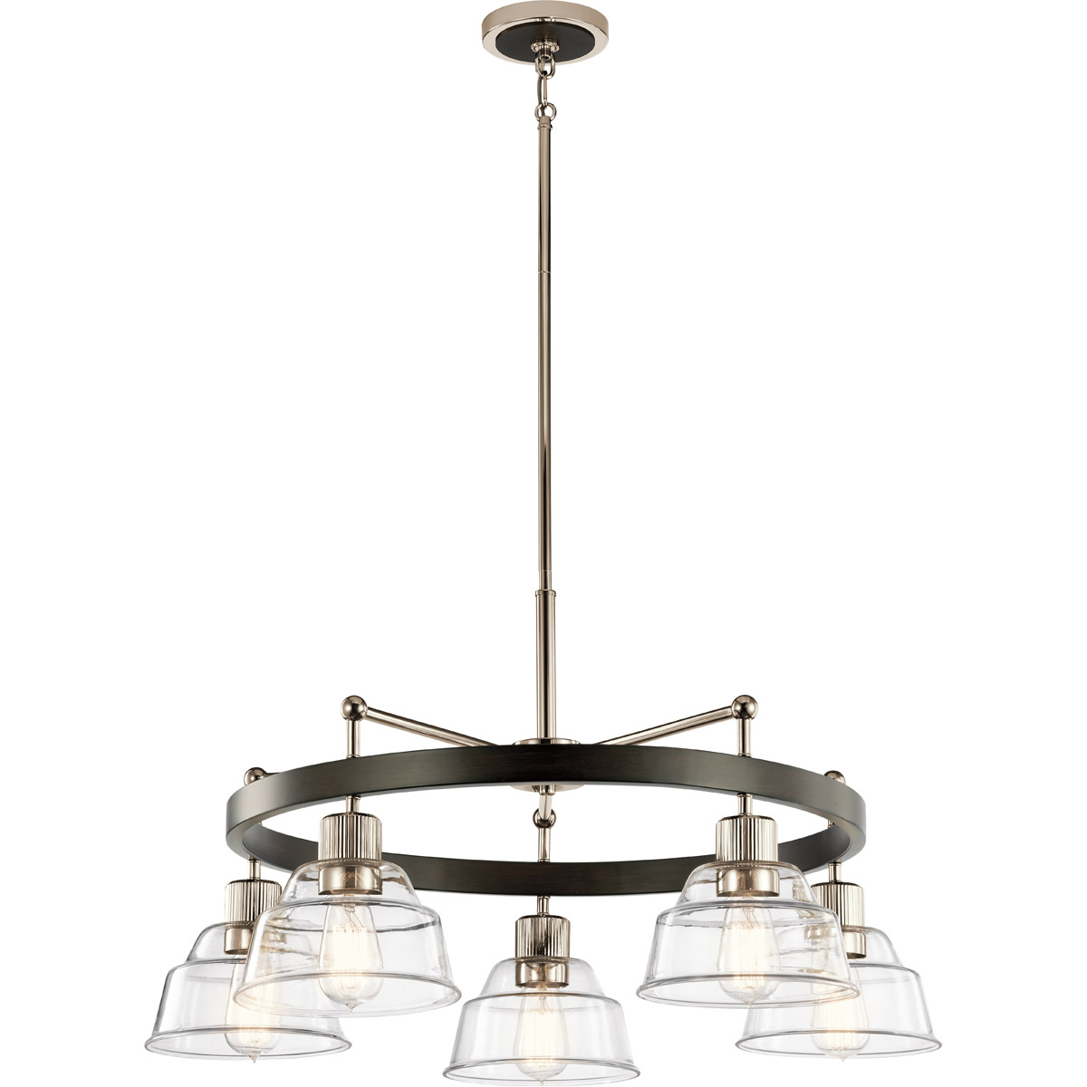 Eastmont 5 Light 31.5 inch Polished Nickel Chandelier Ceiling Light, 1 Tier Large