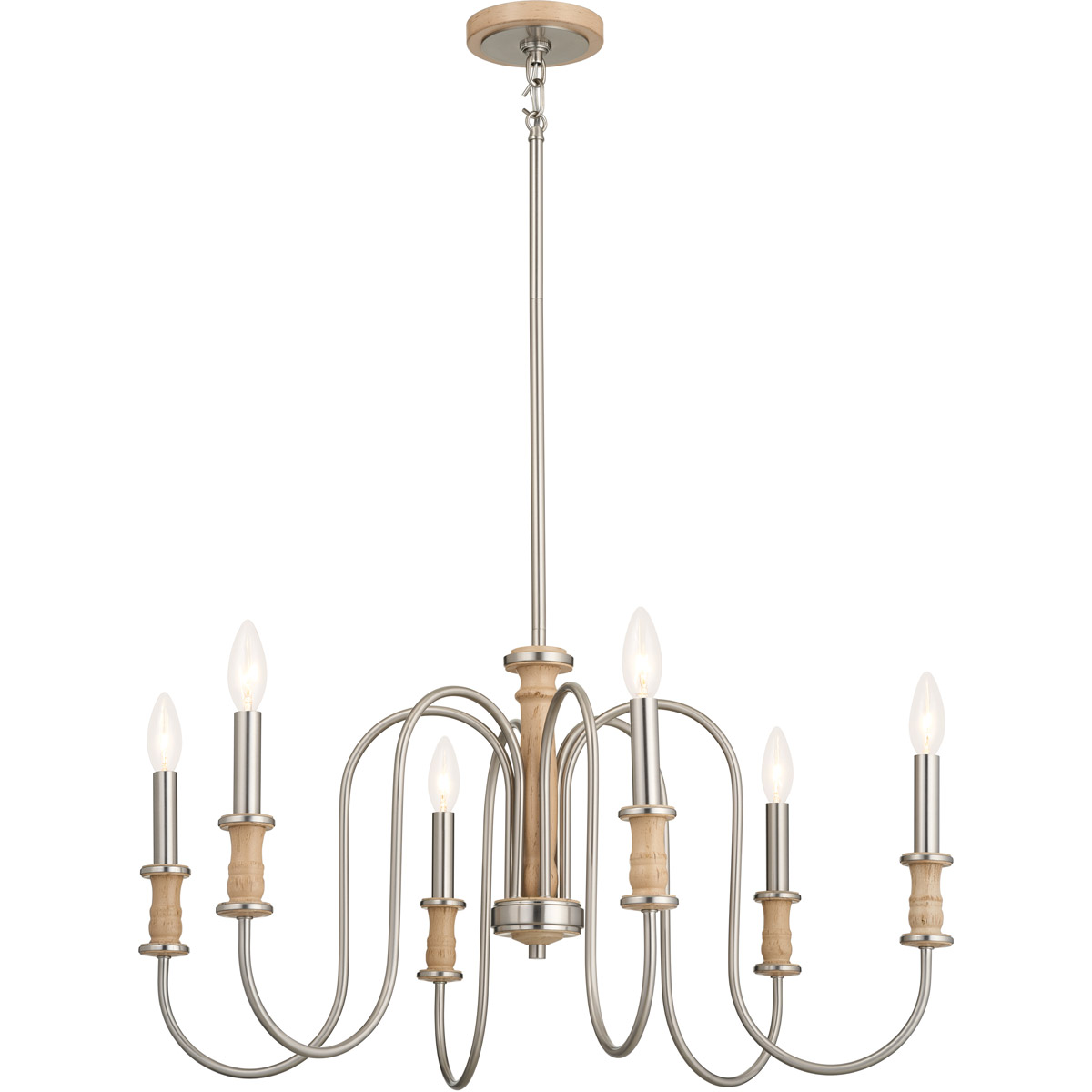 Homestead Karthe 6 Light 28.75 inch Brushed Nickel Chandelier Ceiling Light