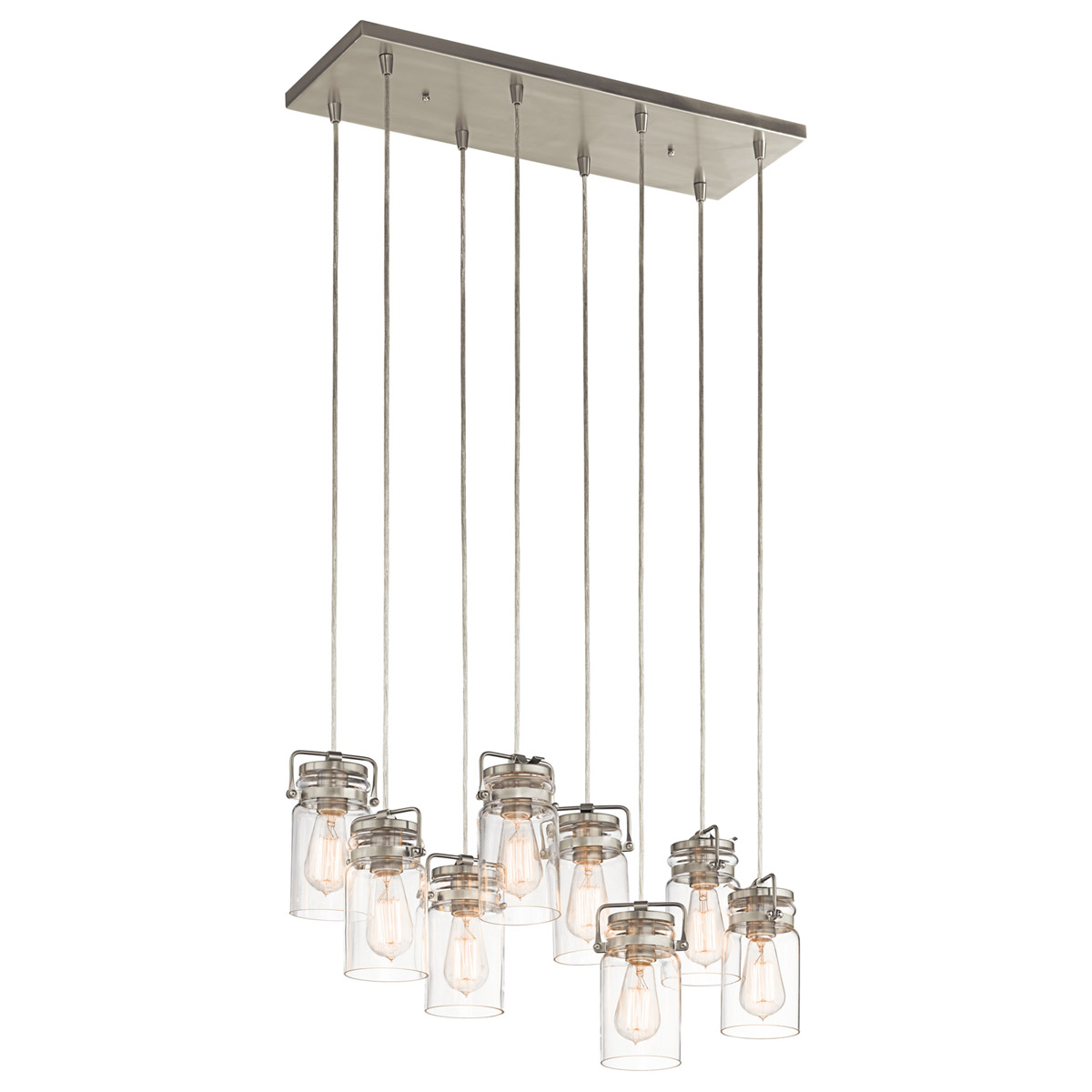 Brinley 8 Light 10.25 inch Brushed Nickel Chandelier Linear Ceiling Light
