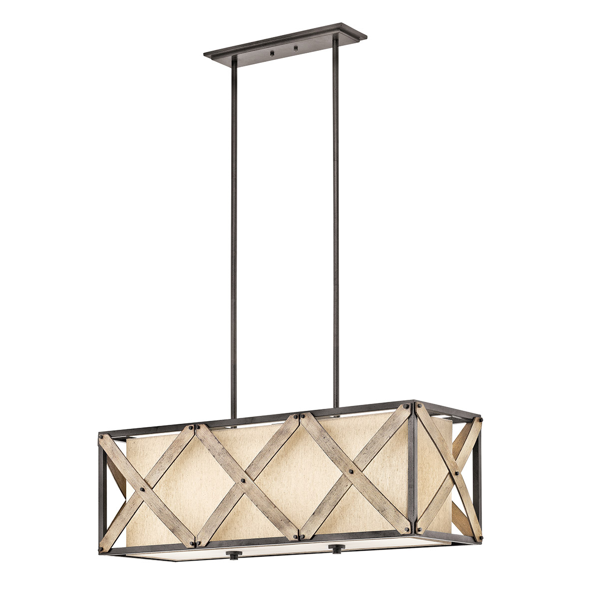Cahoon 3 Light 13.5 inch Anvil Iron Chandelier Rectangular Pendant Ceiling Light