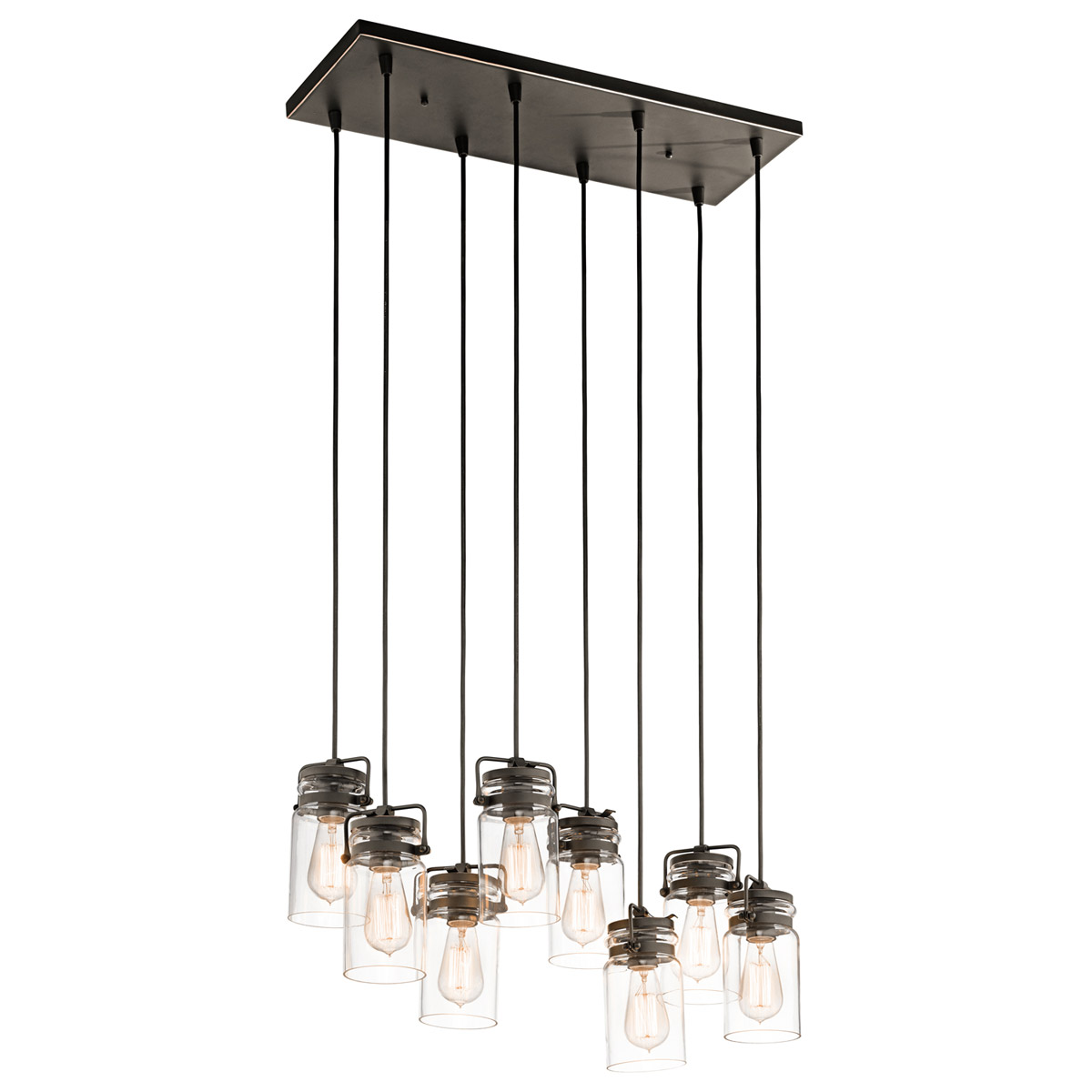 Brinley 8 Light 10.25 inch Olde Bronze Chandelier Linear Ceiling Light
