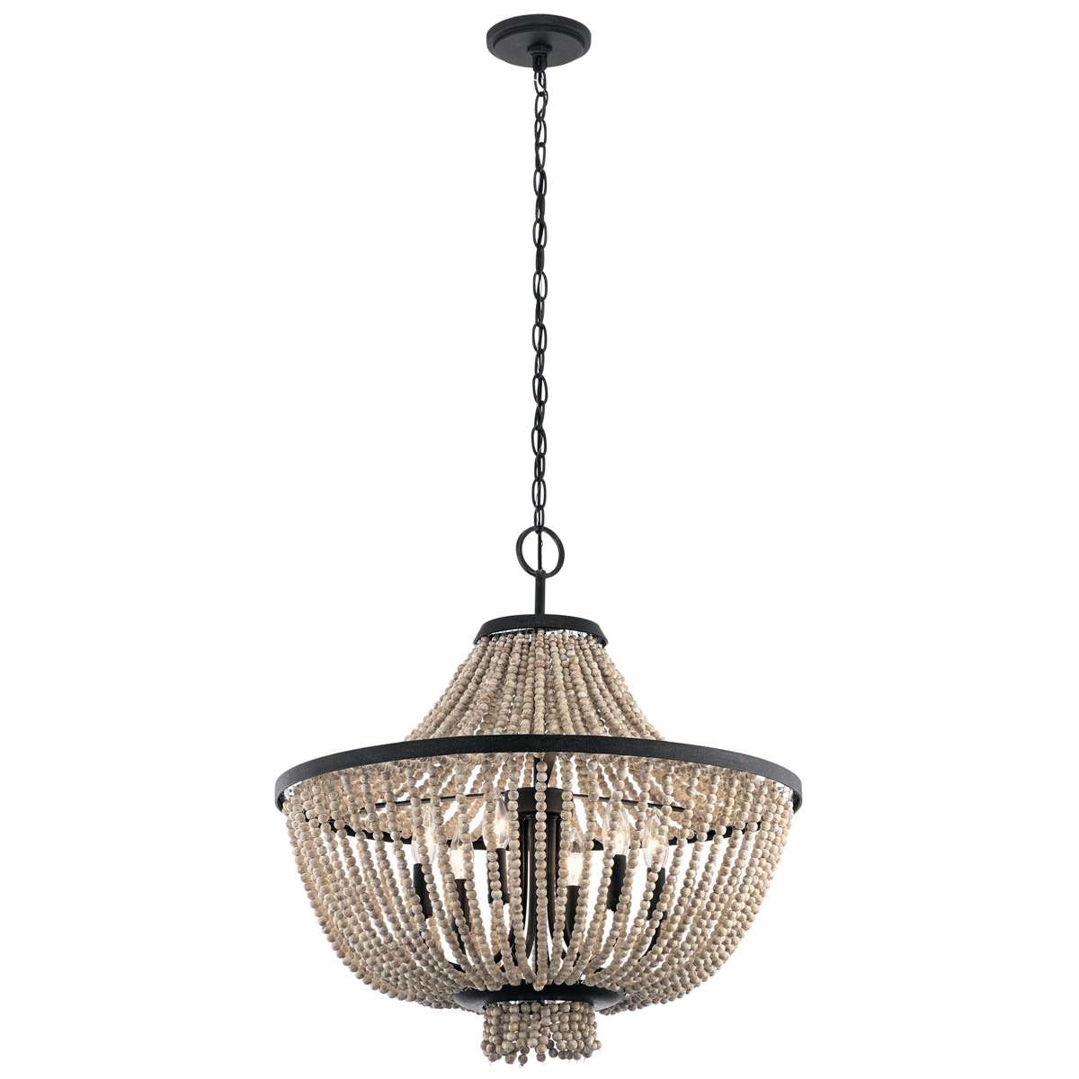 Brisbane 6 Light 24 inch Distressed Black Chandelier 1 Tier Medium Ceiling Light, 1 Tier Medium