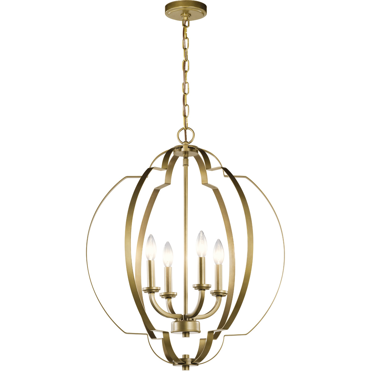 Voleta 4 Light 22 inch Natural Brass Large Foyer Pendants Ceiling Light, Large