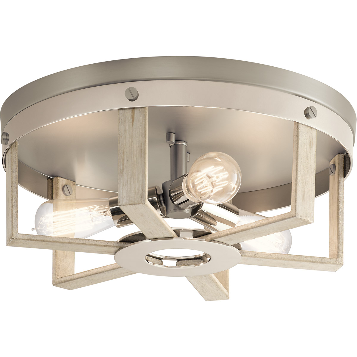 Dorset 16-inch 3-Light Semi Flush Mount Light Fixture with White Linen  Shade and Polished Nickel Finish