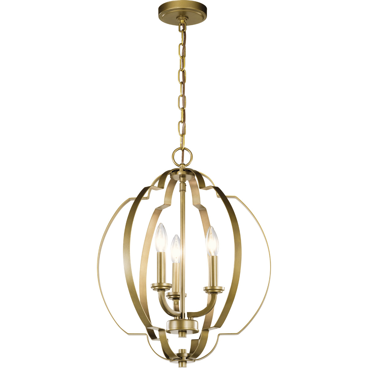Voleta 3 Light 16.5 inch Natural Brass Pendant Ceiling Light