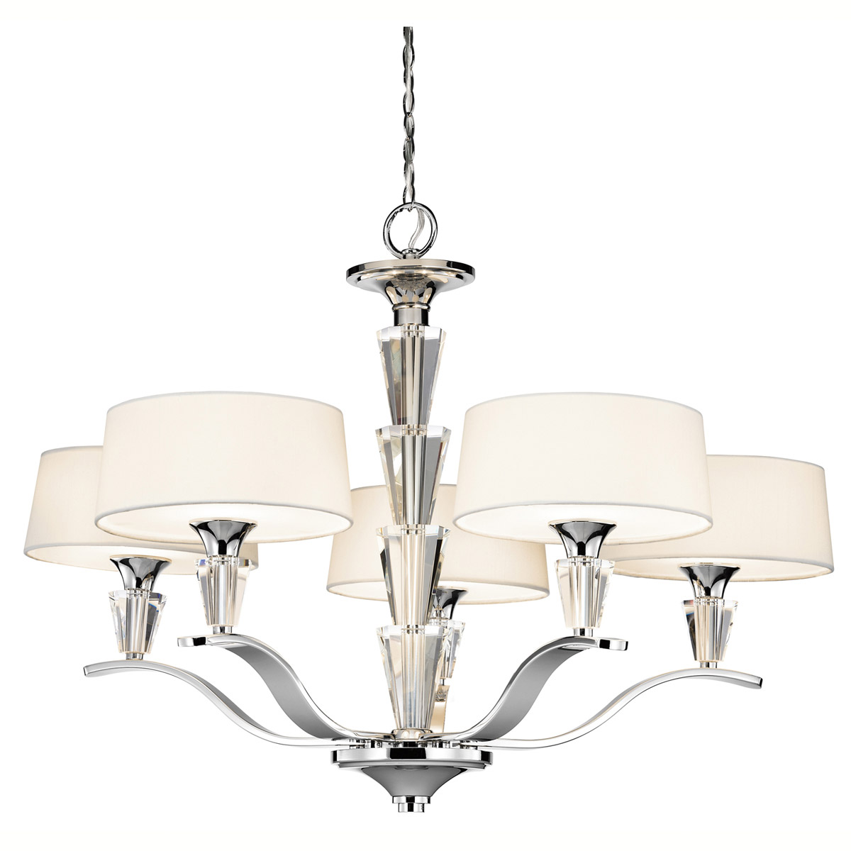 Crystal Persuasion 5 Light 30 inch Chrome Chandelier 1 Tier Large Ceiling Light, Large