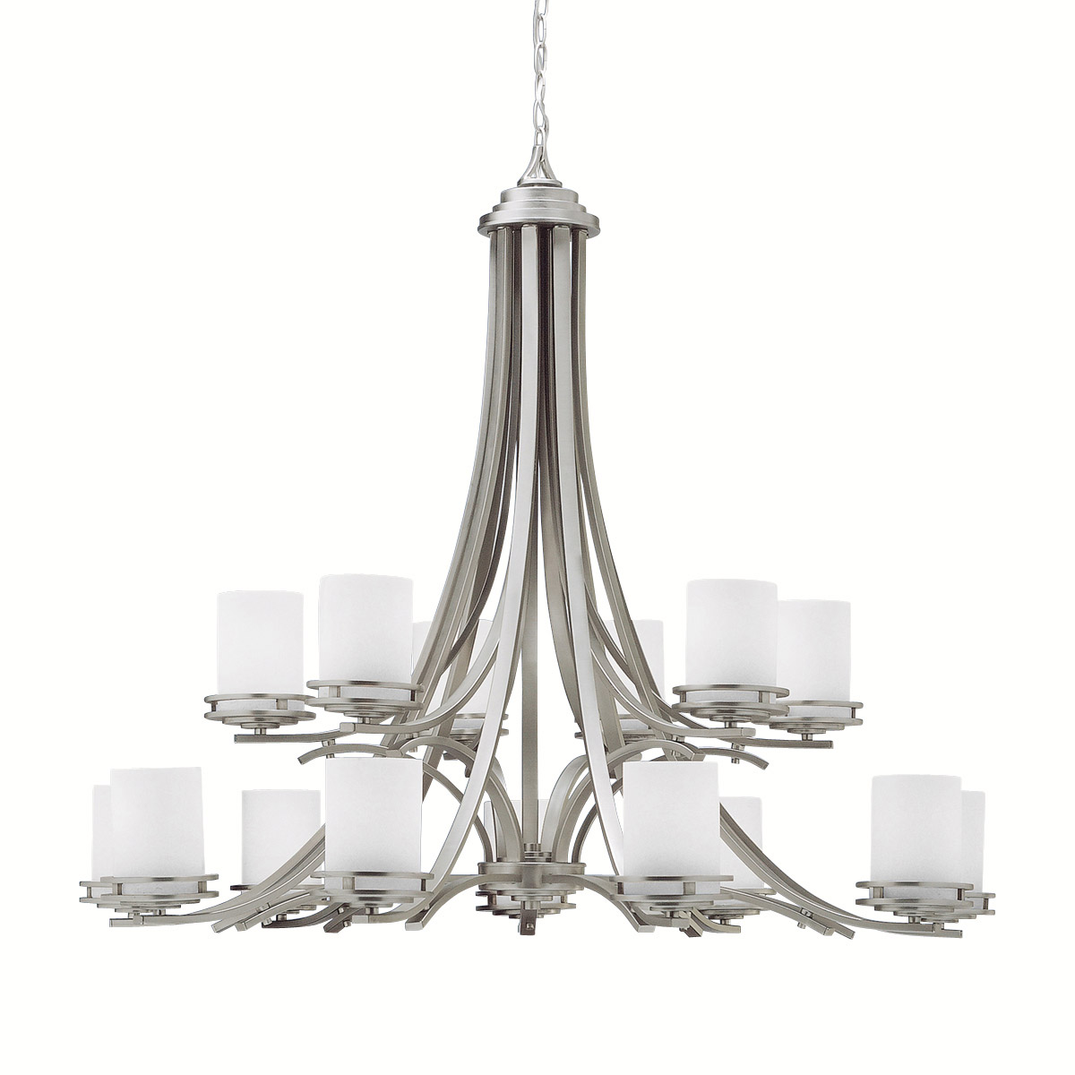 Hendrik 15 Light 42.25 inch Brushed Nickel Chandelier 2 Tier Large Ceiling Light, 2 Tier