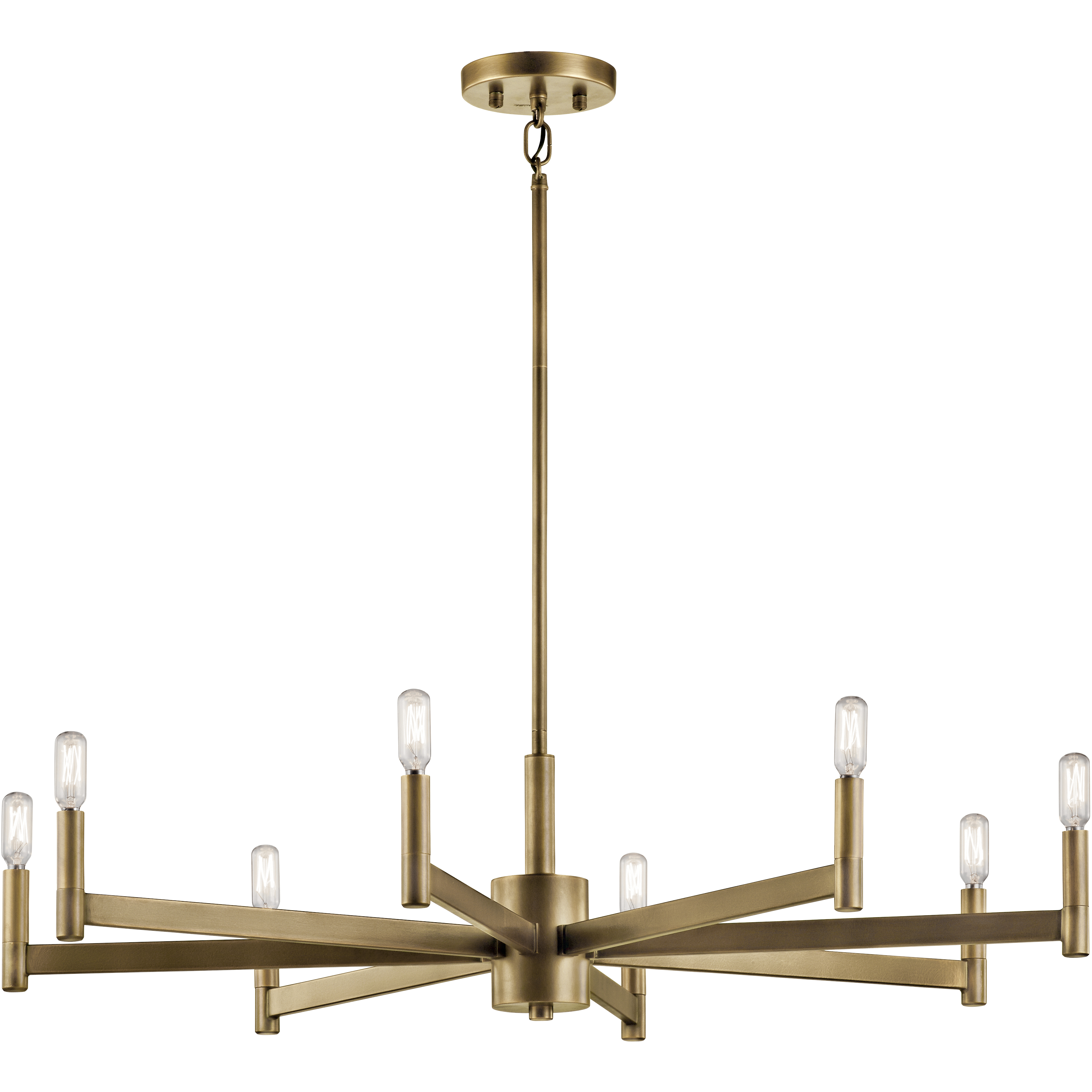 Erzo 8 Light 35.5 inch Natural Brass Chandelier 1 Tier Large Ceiling Light, 1 Tier Large