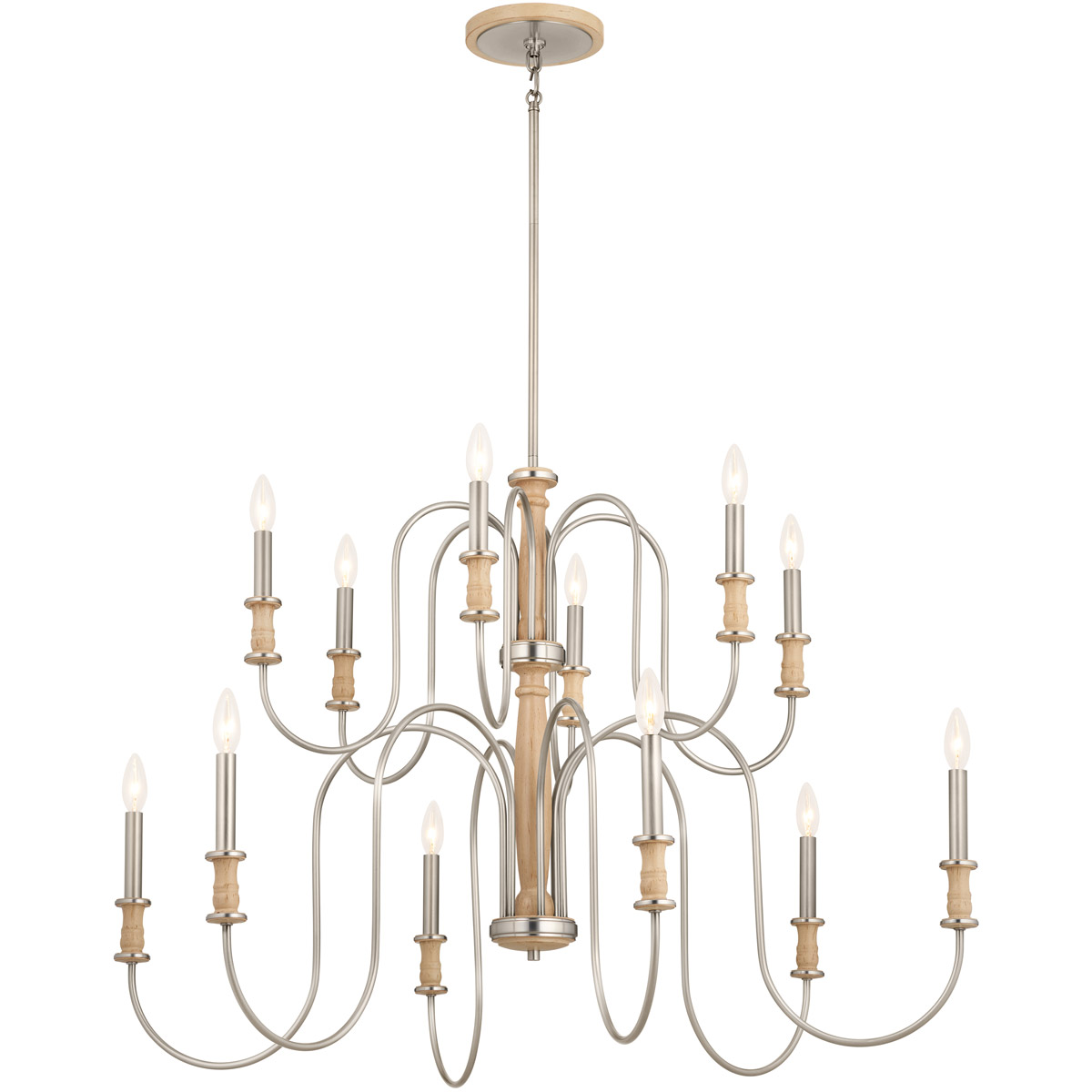 Homestead Karthe 12 Light 42 inch Brushed Nickel Chandelier Ceiling Light