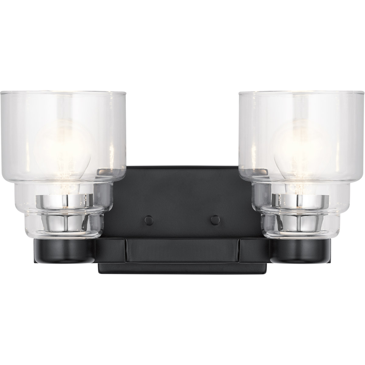 Vionnet 2 Light 15 inch Black Wall Mt Bath 2 Arm Wall Light in Clear