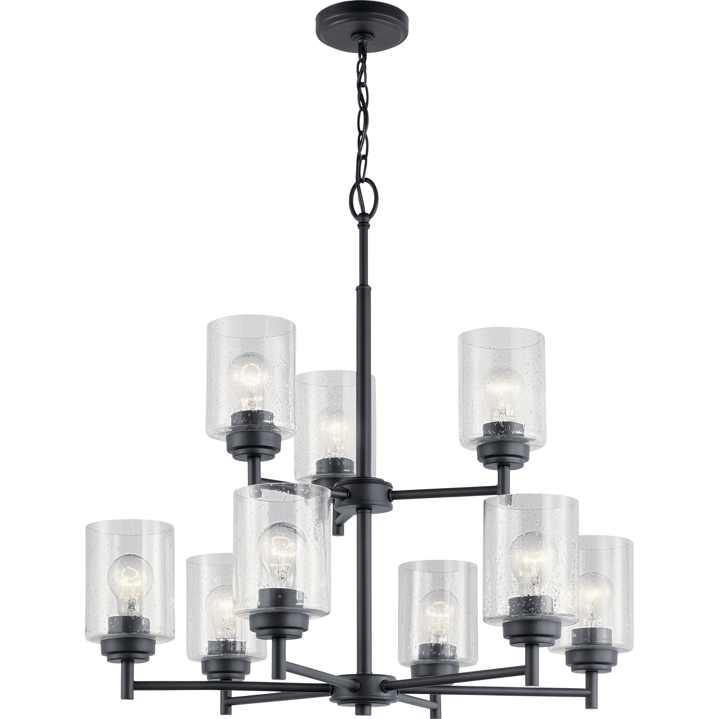 Winslow 9 Light 27 inch Black Chandelier 2 Tier Ceiling Light