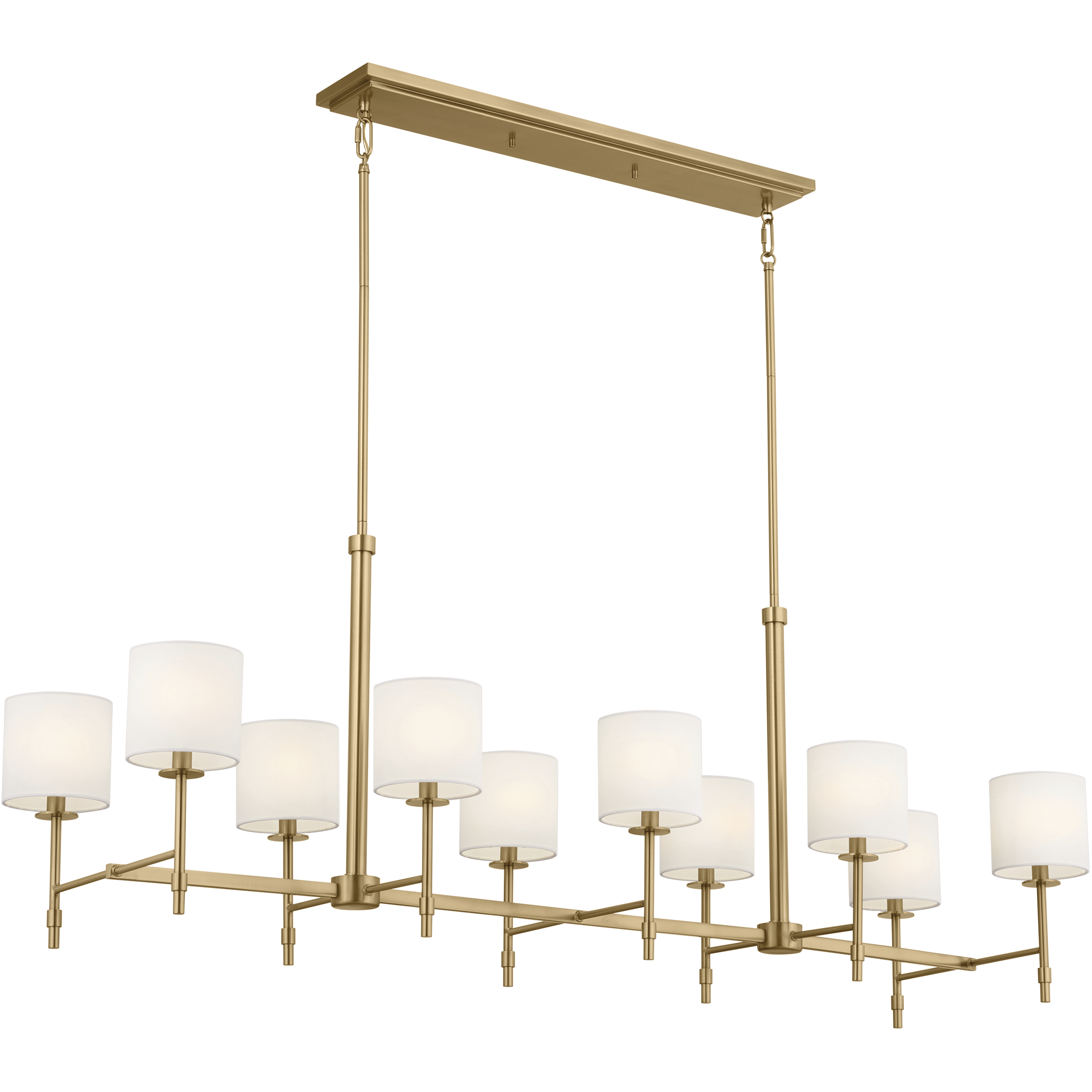 Ali 10 Light 17 inch Brushed Natural Brass Chandelier Linear Ceiling Light