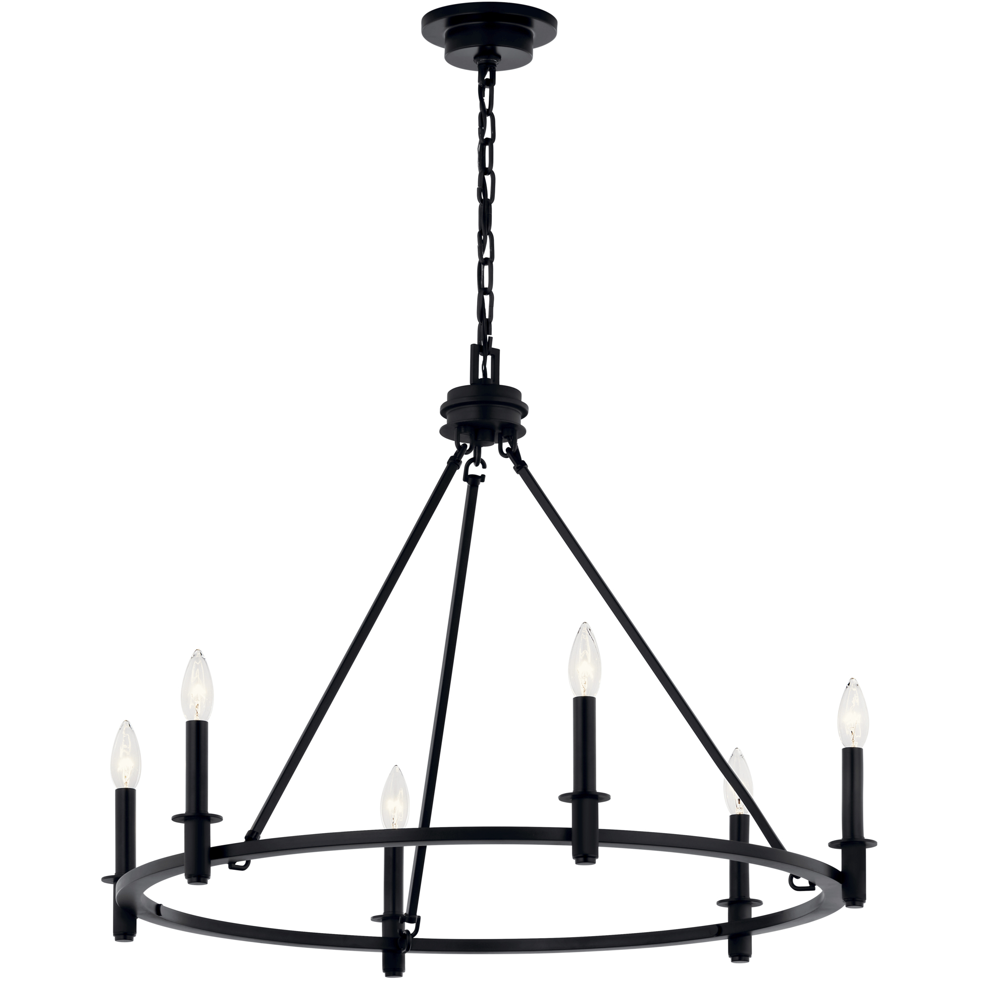 Carrick 6 Light Black Chandelier Ceiling Light, 1 Tier Small