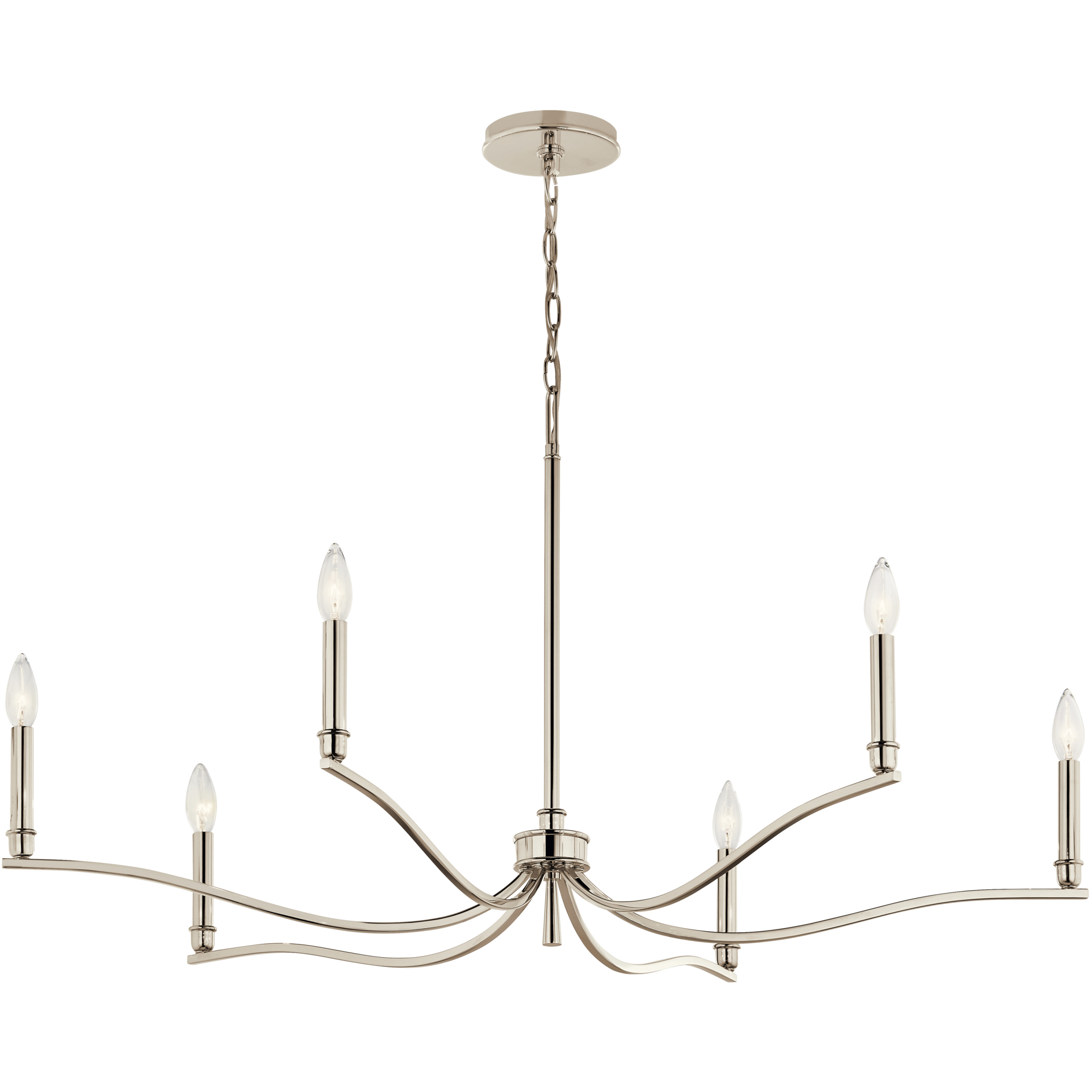 Kichler 52696PN Malene 6 Light Polished Nickel Chandelier Ceiling