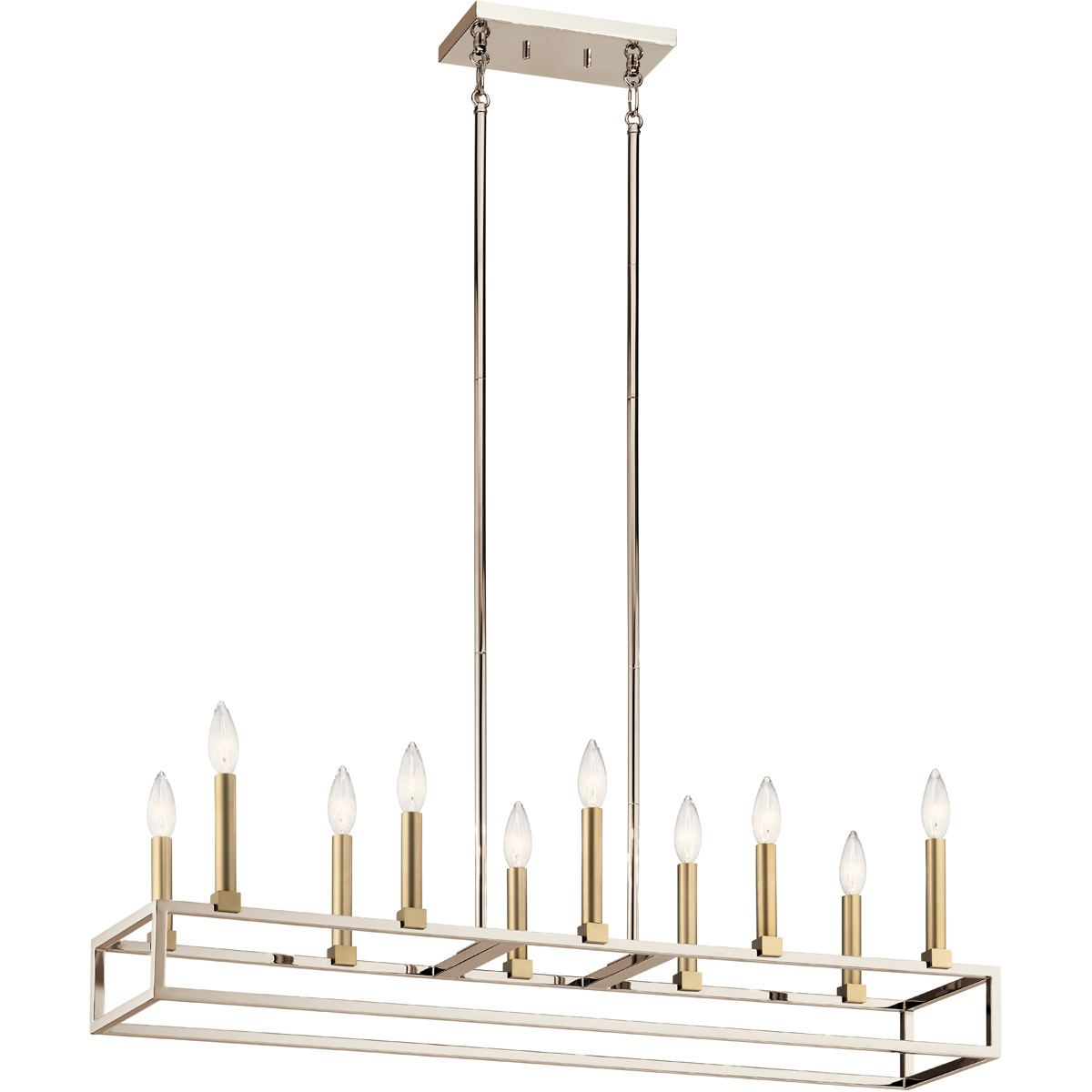 Finet 10 Light 9 inch Polished Nickel Chandelier Linear (Double) Ceiling Light