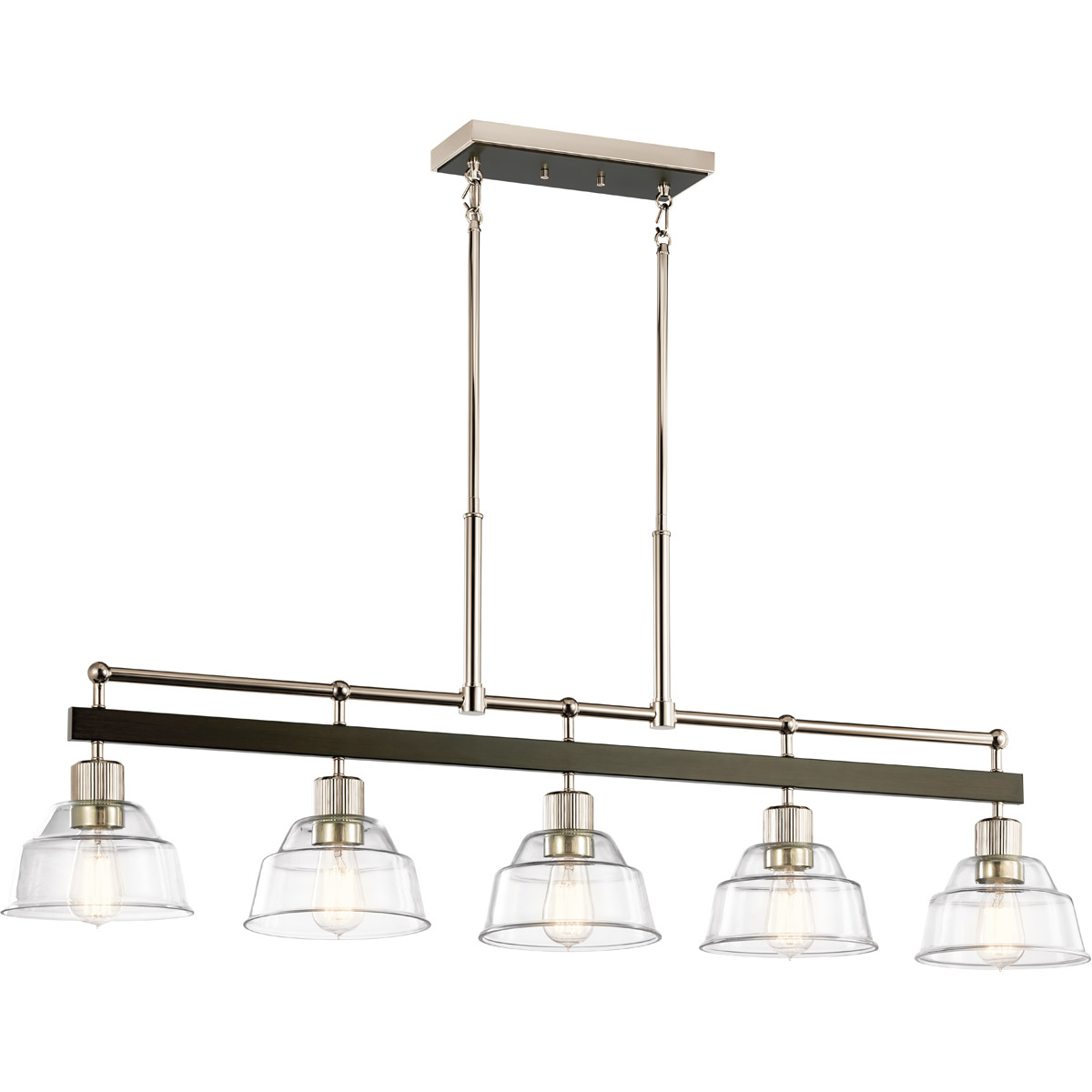 Eastmont 5 Light 8 inch Polished Nickel Chandelier Linear Ceiling Light, Single