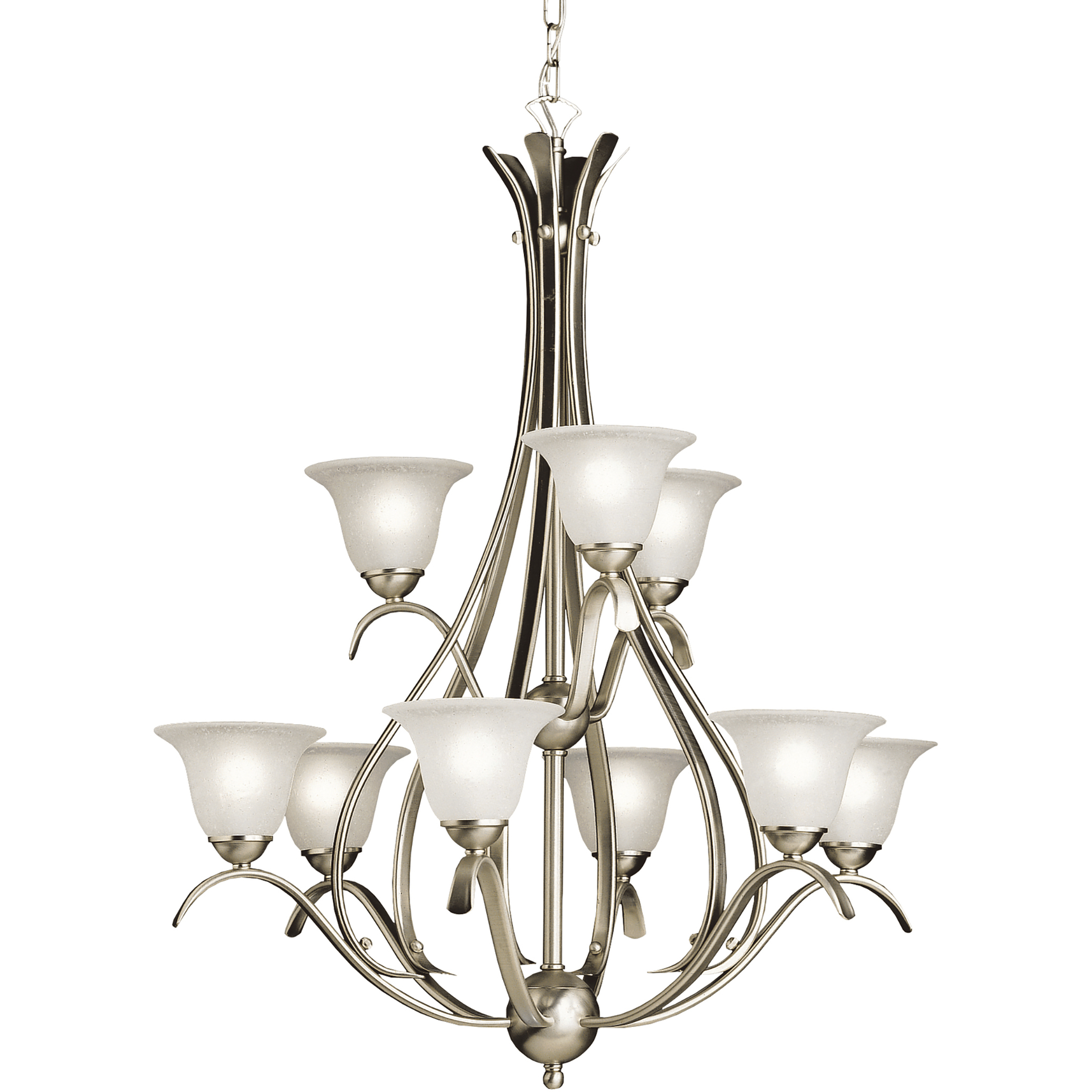 Dover 9 Light 27.75 inch Brushed Nickel Chandelier 2 Tier Ceiling Light
