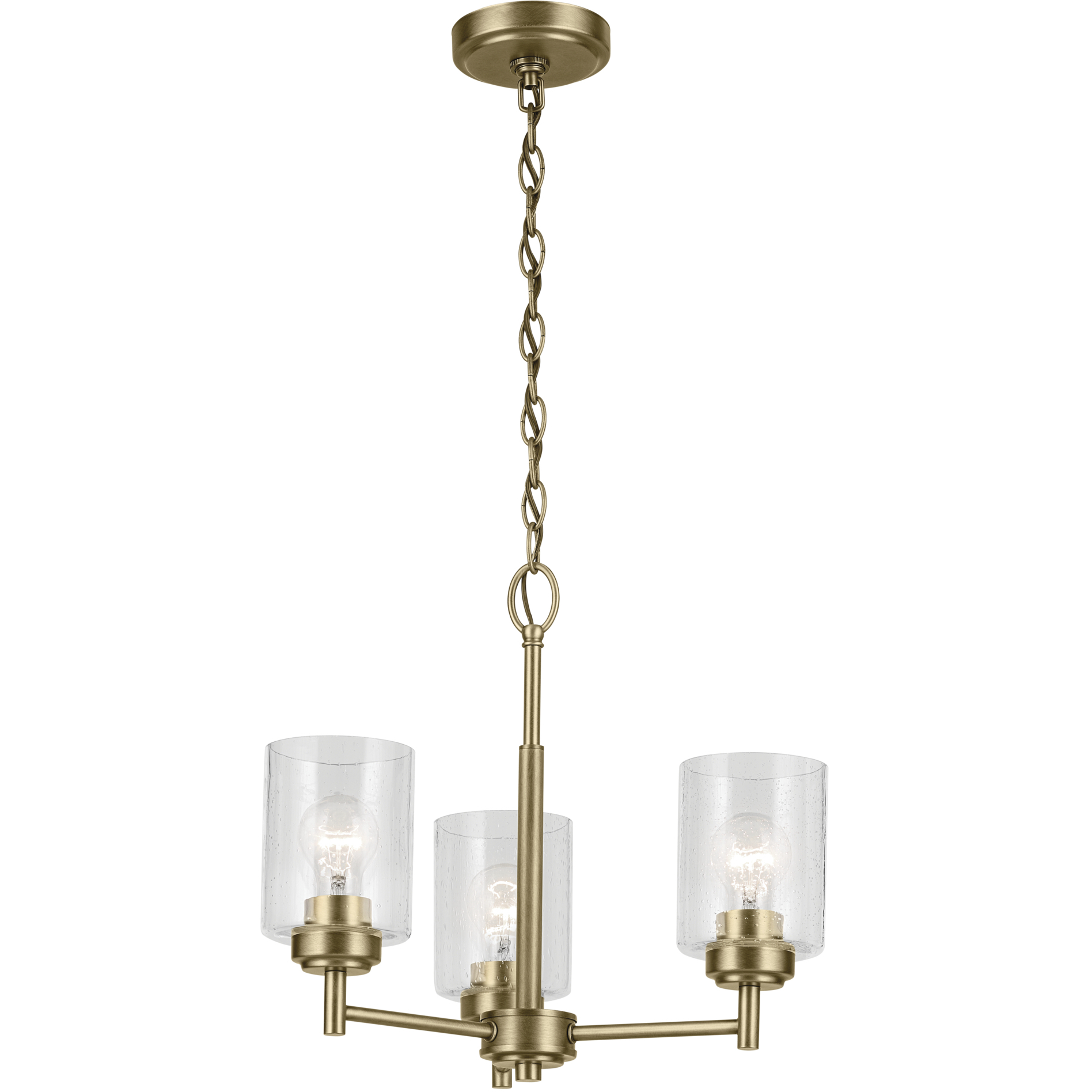 Kichler 44029NBR Winslow 3 Light Natural Brass Mini Chandelier Ceiling Light