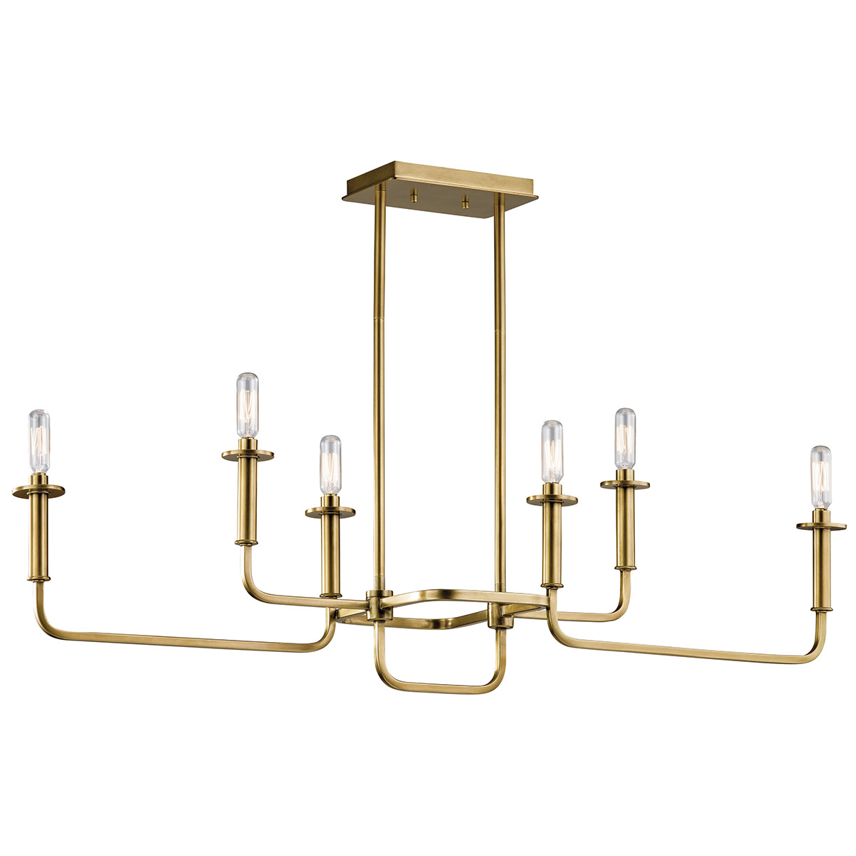 Alden 6 Light 11 inch Natural Brass Chandelier Linear Ceiling Light, Single