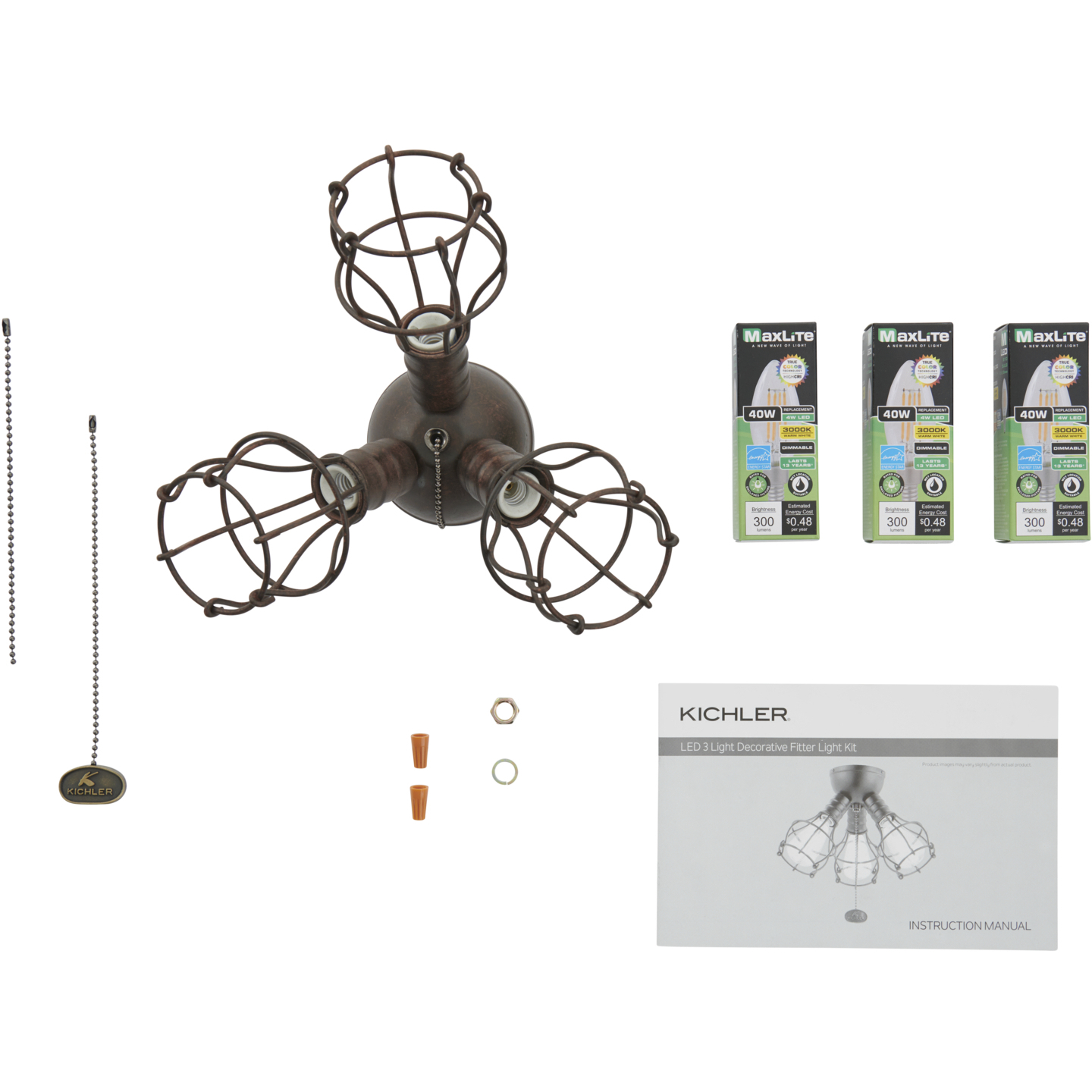 Kichler 380041TZ Accessory LED LED Integrated Tannery Bronze Fan Light Kits, image size:1440x1440