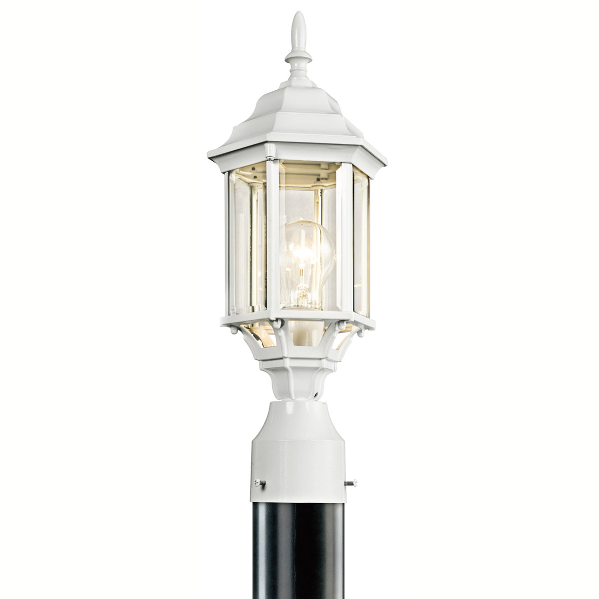 Chesapeake 1 Light 18 inch White Outdoor Post Lantern in Clear Beveled Glass